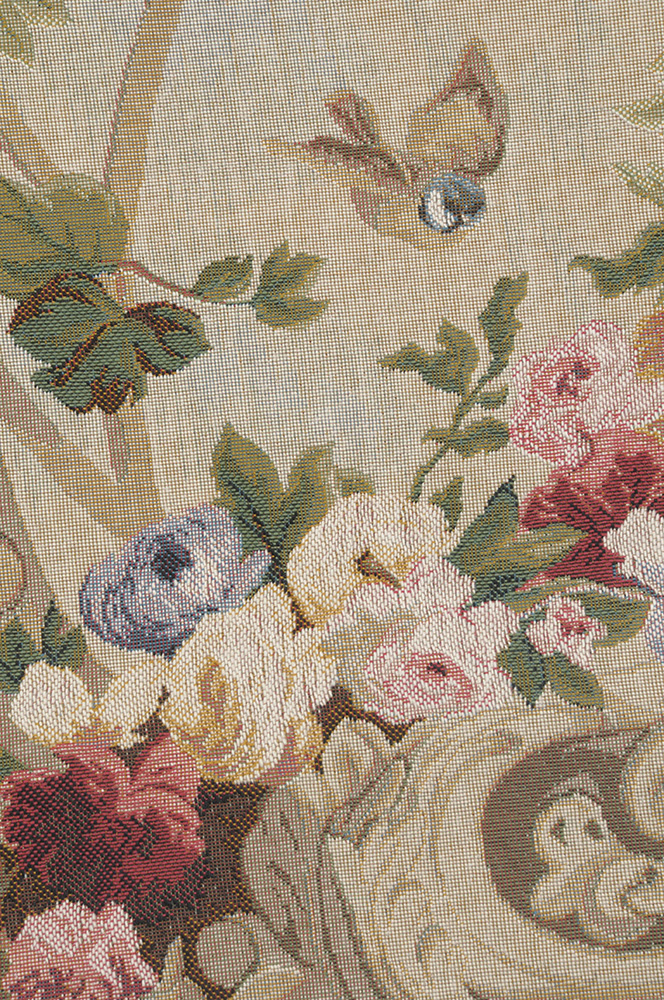 Beauvais Green Leaves No Border Floral Tapestry Wall Hanging 30 x 50 in Botanical Jacquard Woven French Wall Art