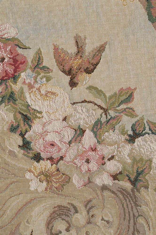 Beauvais Green Leaves No Border Floral Tapestry Wall Hanging 30 x 50 in Botanical Jacquard Woven French Wall Art