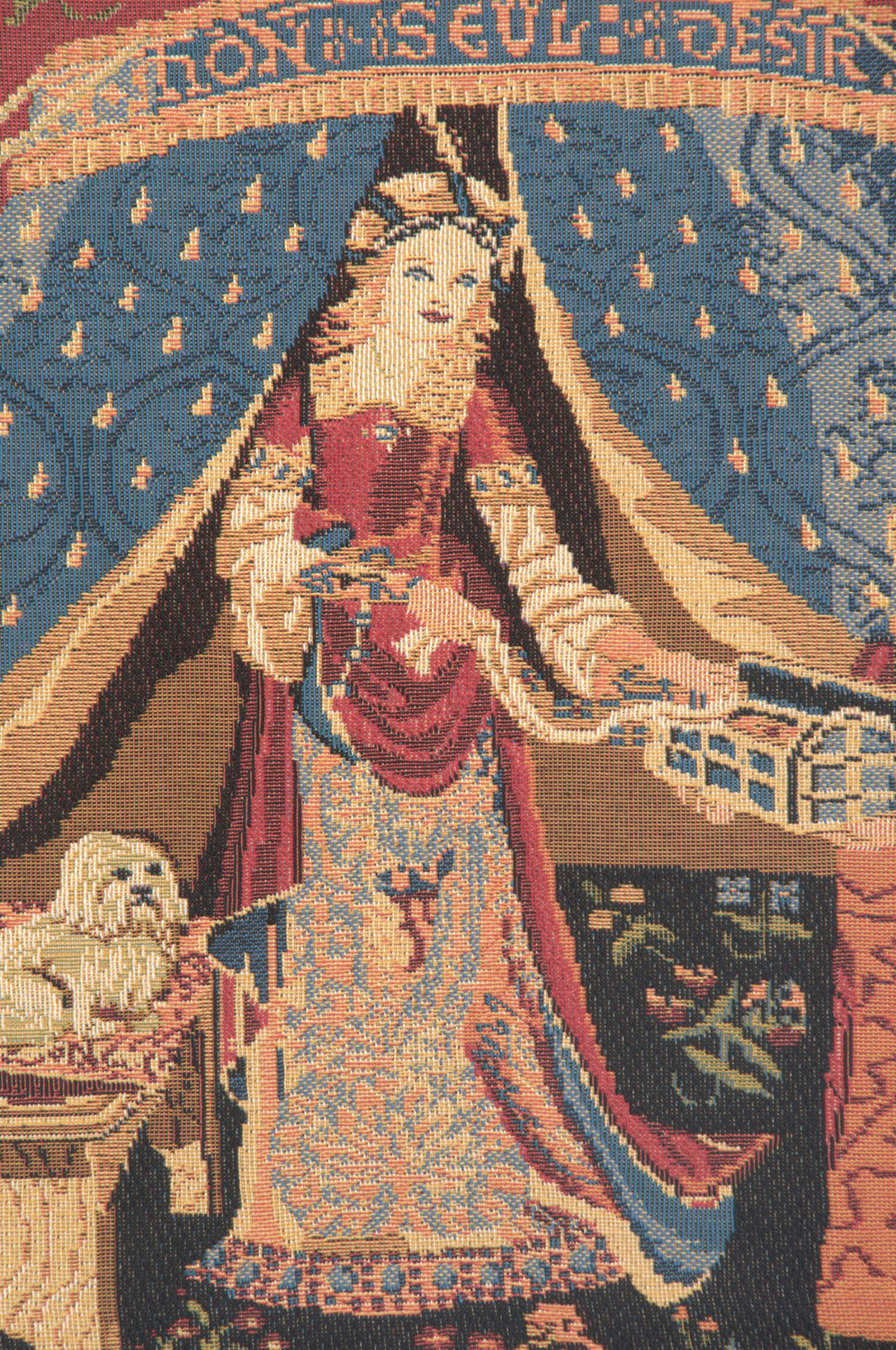 Medieval Desire A Mon Seul Desir Vintage Tapestry Wall Hanging 18 x 24 in Lady Unicorn Jacquard Woven Wall Art