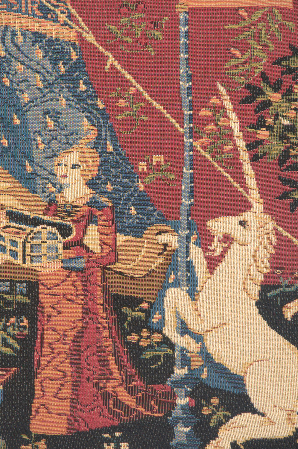 Medieval Desire A Mon Seul Desir Vintage Tapestry Wall Hanging 18 x 24 in Lady Unicorn Jacquard Woven Wall Art