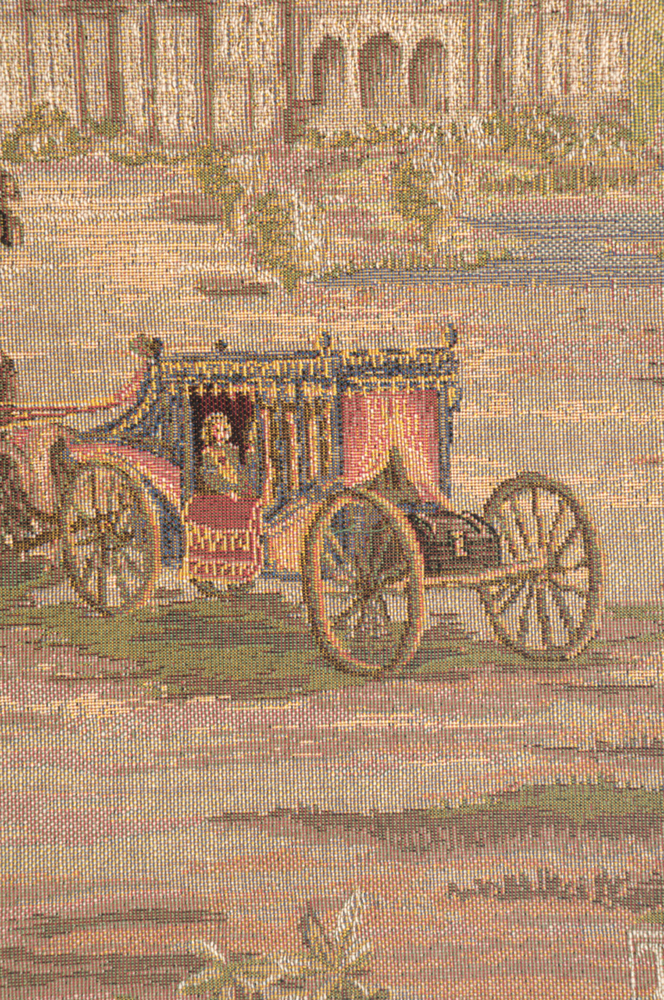 Verdure Chateau Carriage French Tapestry Wall Hanging 28x19 Inch Cotton Jacquard Woven Wall Tapestry