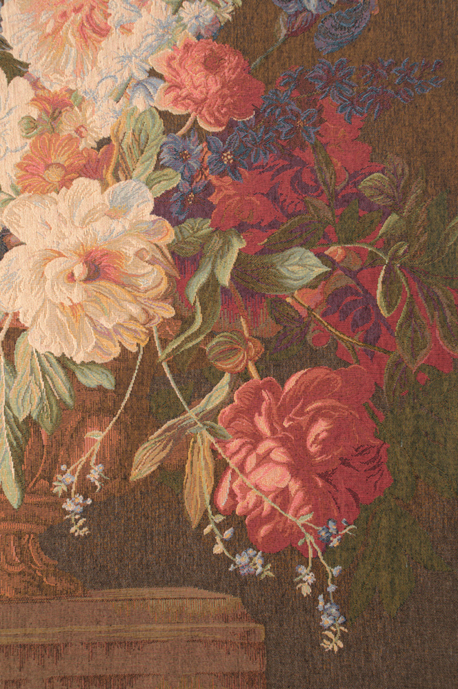 Pierre Joseph Redoute Bouquet Iris Fonce French Tapestry Wall Hanging 58x44 Inch Cotton Jacquard Woven Wall Tapestry