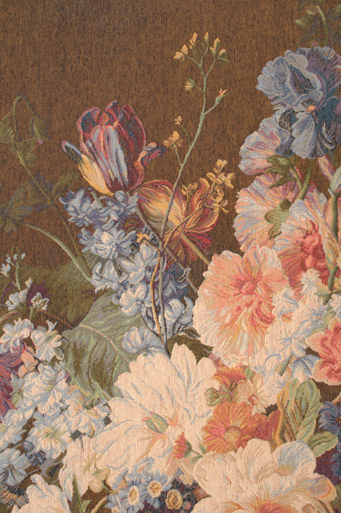 Pierre Joseph Redoute Bouquet Iris Fonce French Tapestry Wall Hanging 58x44 Inch Cotton Jacquard Woven Wall Tapestry
