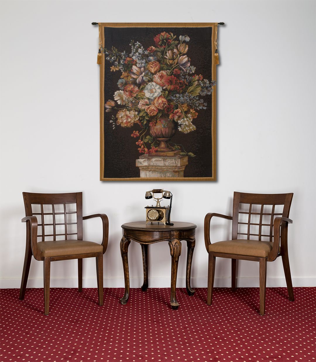 Bouquet Exemplar French Tapestry Wall Hanging 38x28 Inch Cotton Jacquard Woven Wall Tapestry