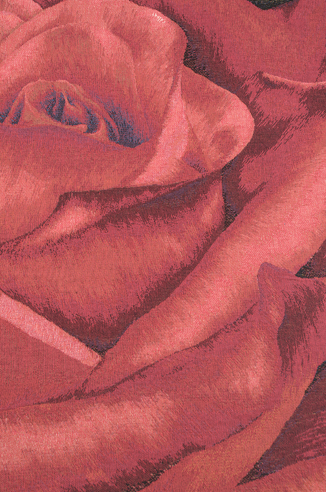 Pierre Joseph Redoute Rose Rouge French Tapestry Wall Hanging 57x57 Inch Cotton Jacquard Woven Wall Tapestry