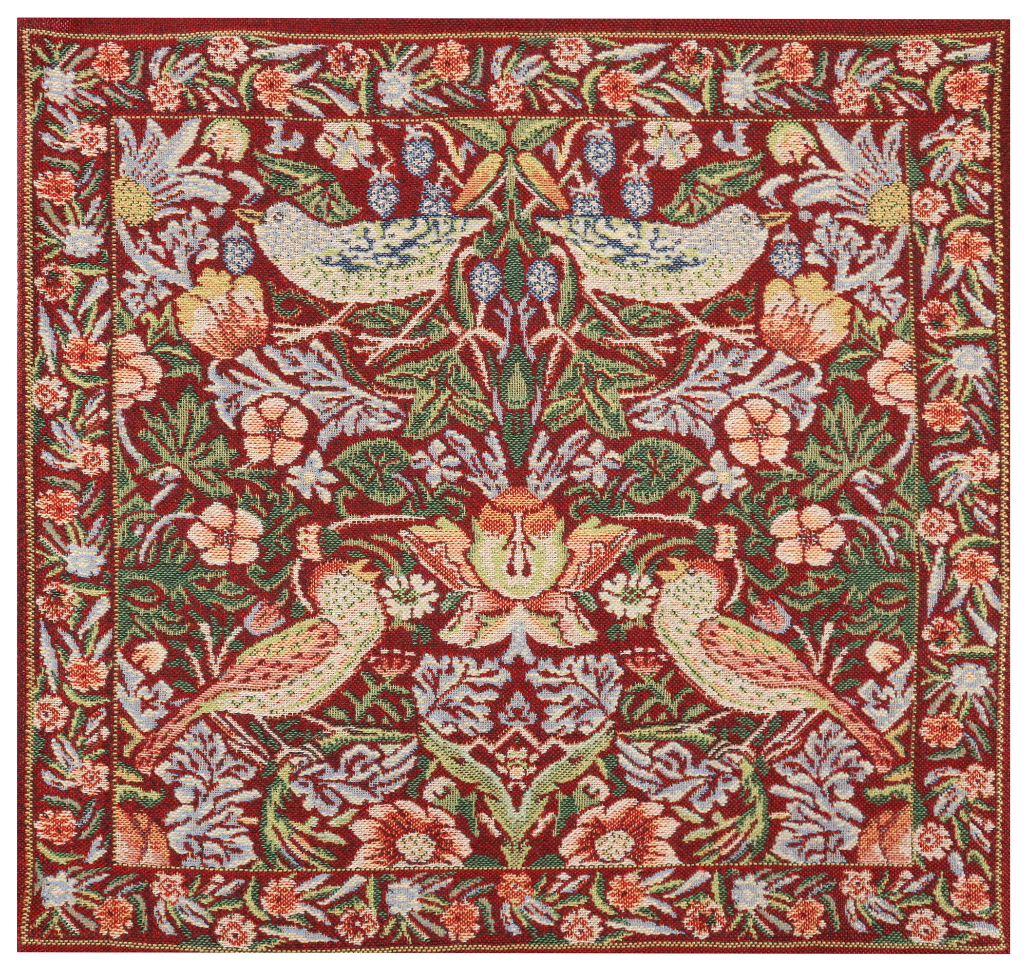Red Strawberry Belgian Tapestry Pillow Cover 16x16 inch Cotton Jacquard Woven Cushion Cover