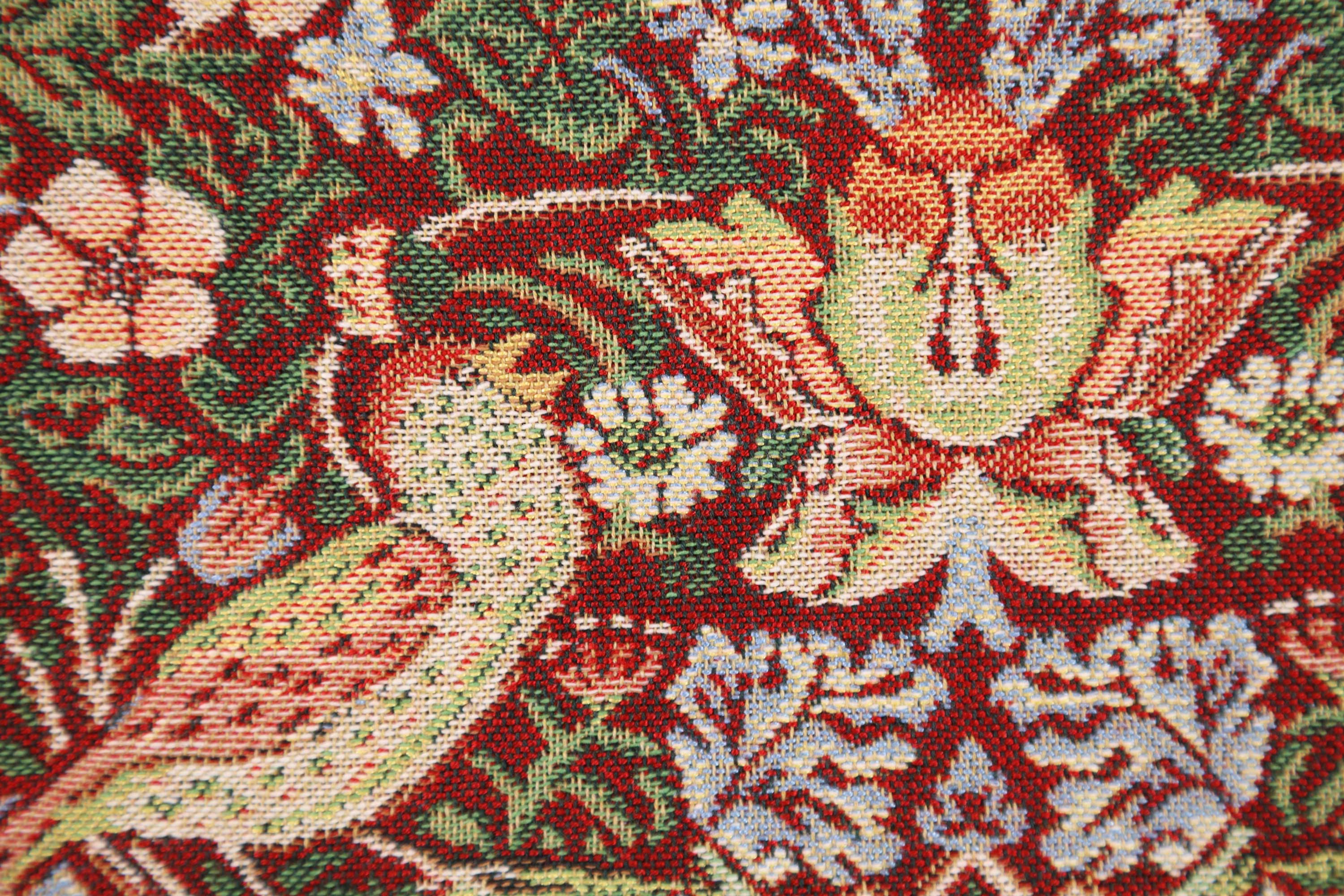 Red Strawberry Belgian Tapestry Pillow Cover 16x16 inch Cotton Jacquard Woven Cushion Cover