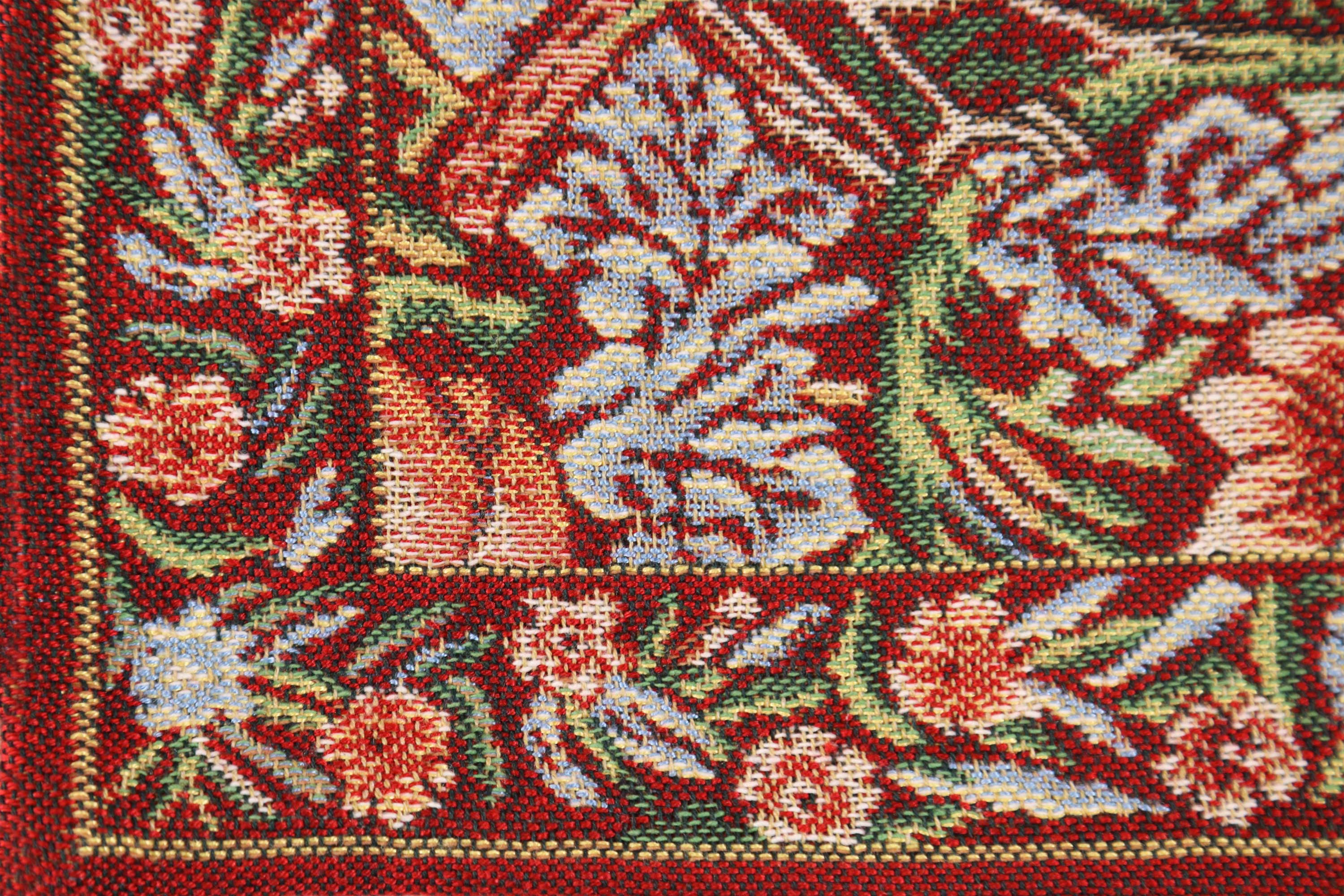 Red Strawberry Belgian Tapestry Pillow Cover 16x16 inch Cotton Jacquard Woven Cushion Cover