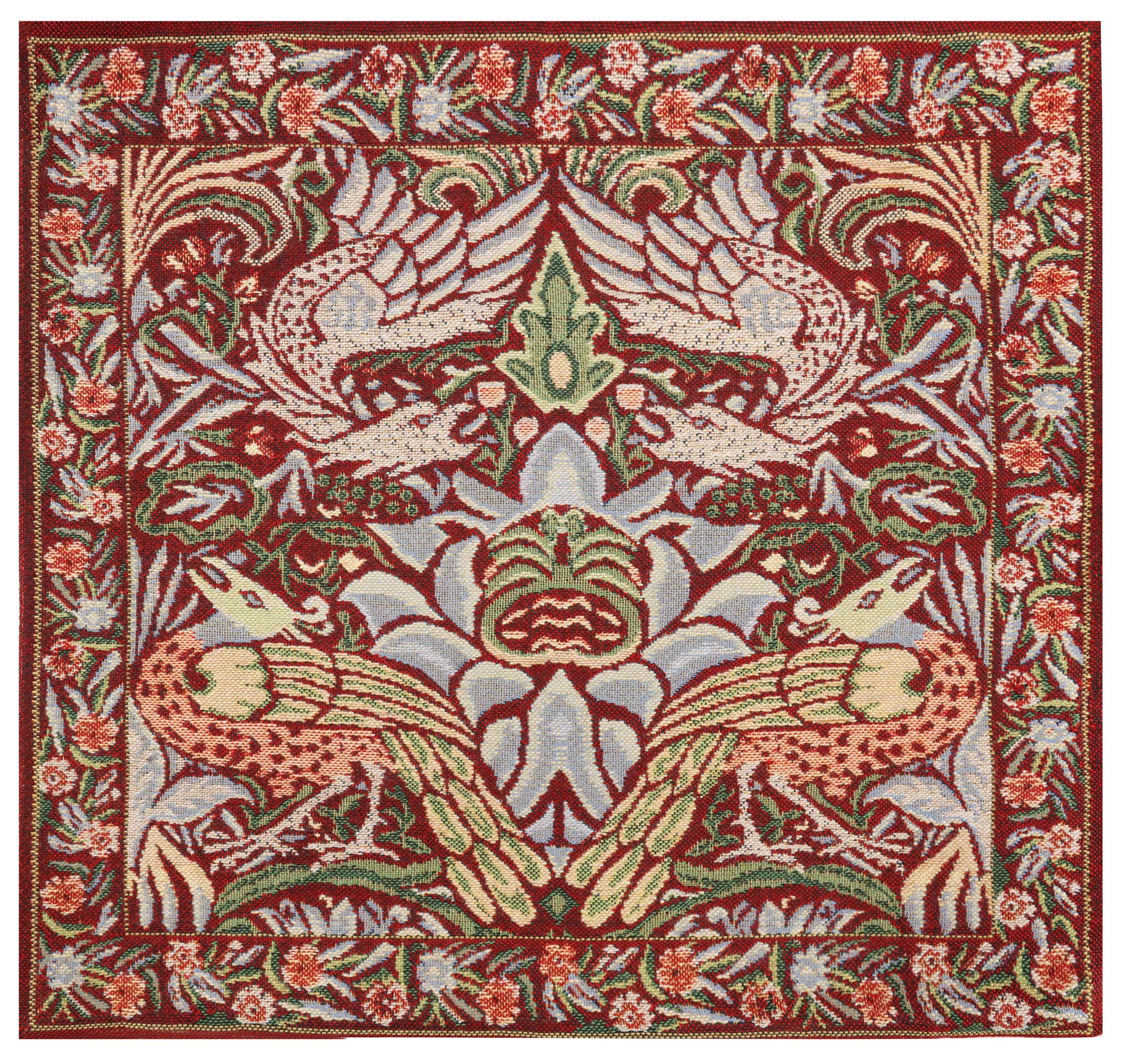 Red Dragon Belgian Tapestry Pillow Cover 16x16 inch Cotton Jacquard Woven Cushion Cover