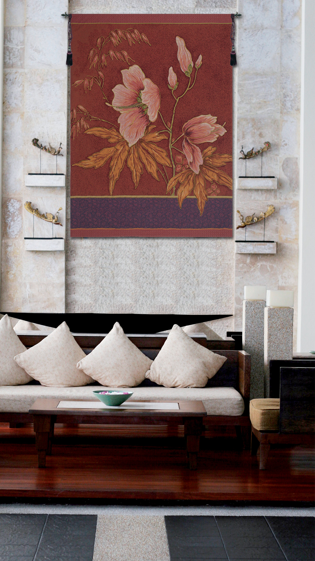 Theodore Deck Altea French Tapestry Wall Hanging 76x56 Inch Cotton Jacquard Woven Wall Tapestry