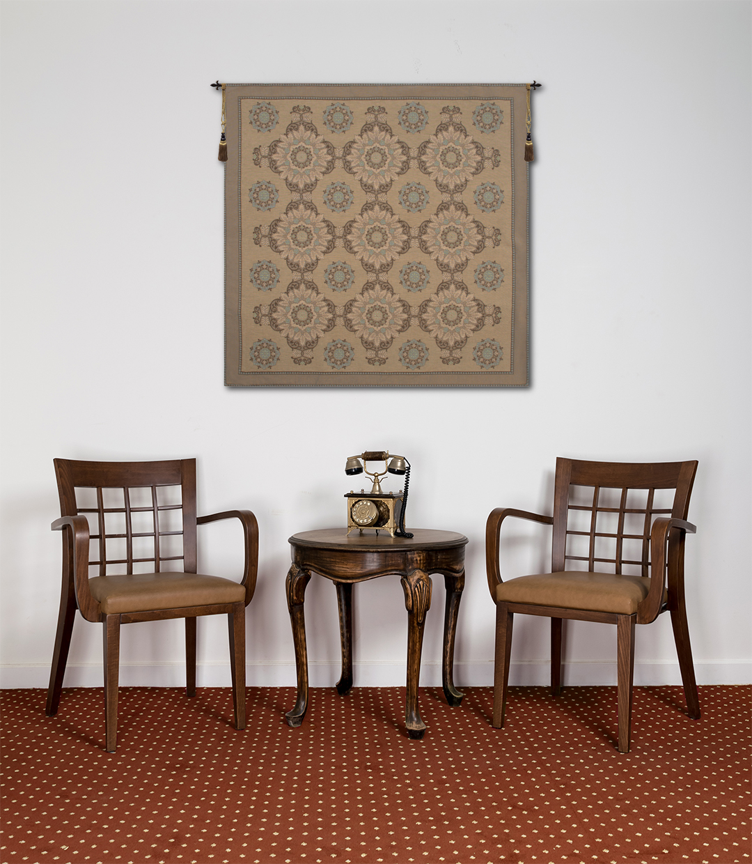 Circa French Tapestry Wall Hanging 58x58 Inch Cotton Jacquard Woven Wall Tapestry