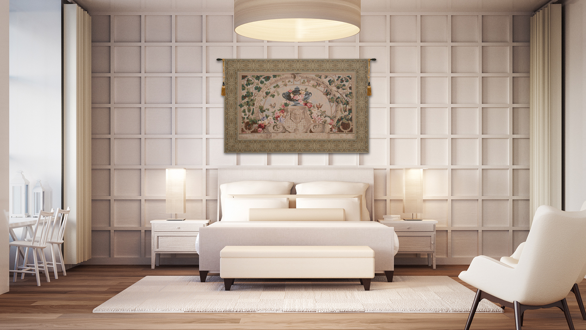 Decorative Beauvais Floral Tapestry Wall Hanging 40 x 61 in French Floral Botanical Jacquard Woven Wall Art Home Decor