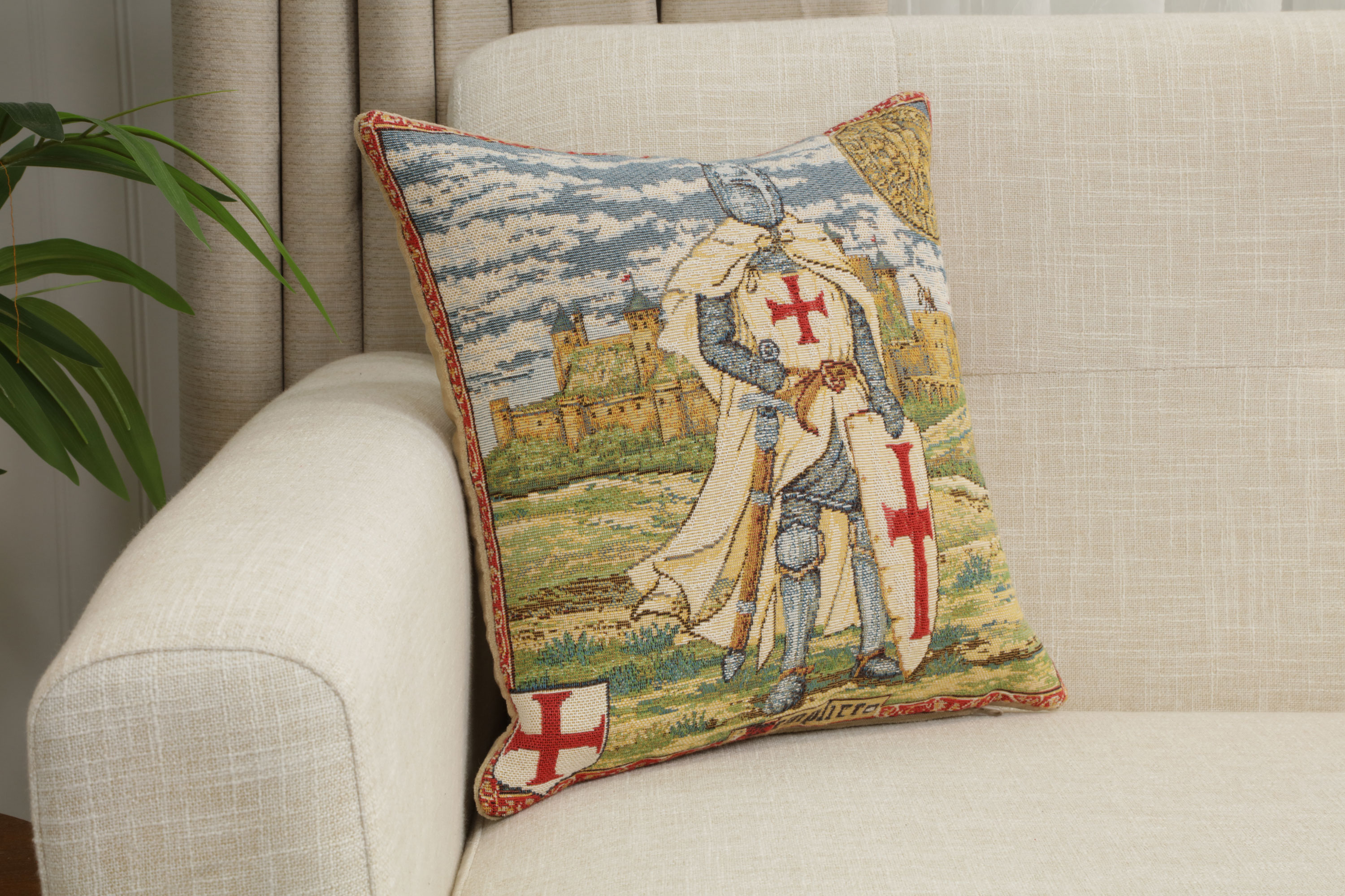 Templier European Tapestry Pillow Cover 13x13 Inch Cotton Jacquard Woven Cushion Cover