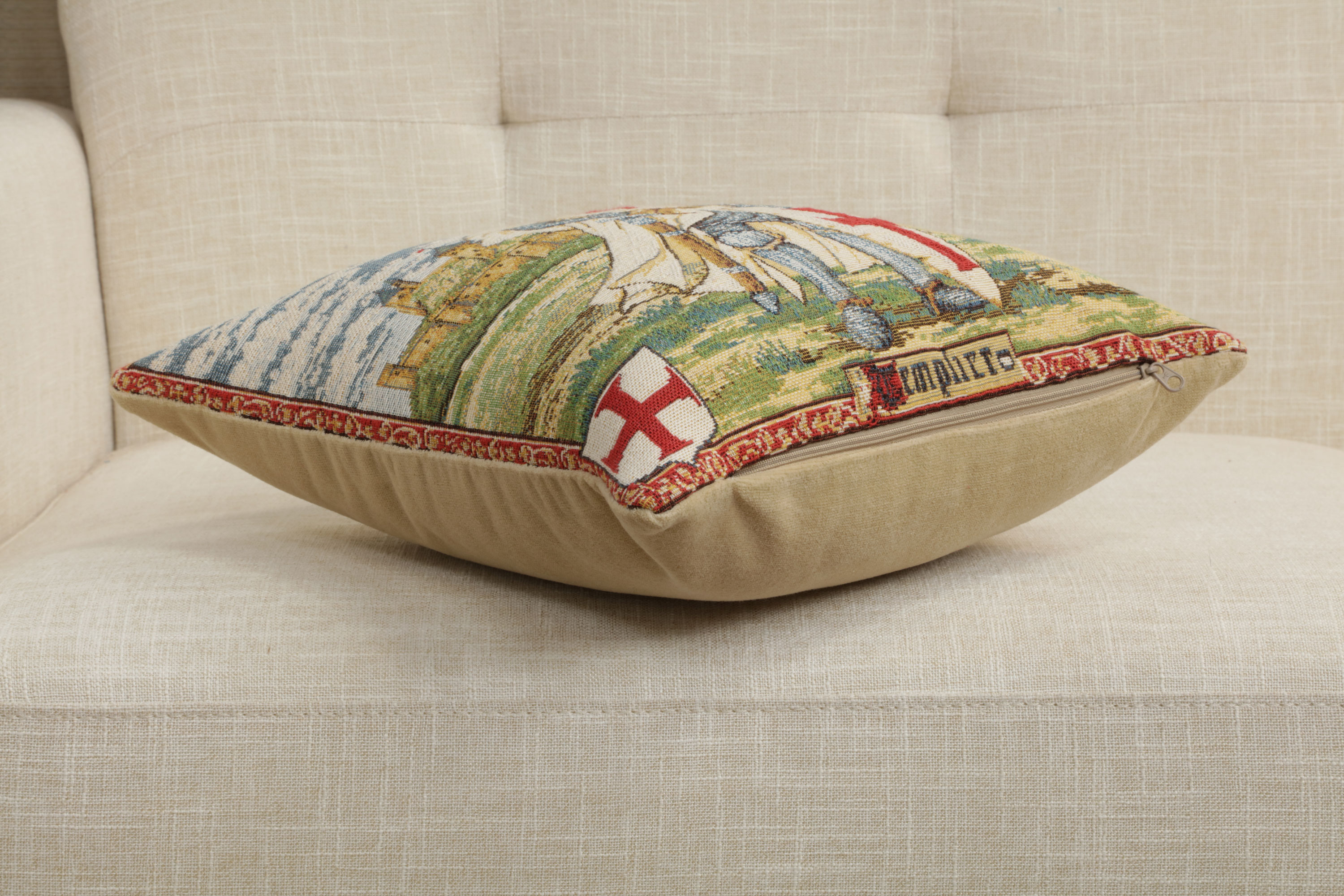 Templier European Tapestry Pillow Cover 13x13 Inch Cotton Jacquard Woven Cushion Cover