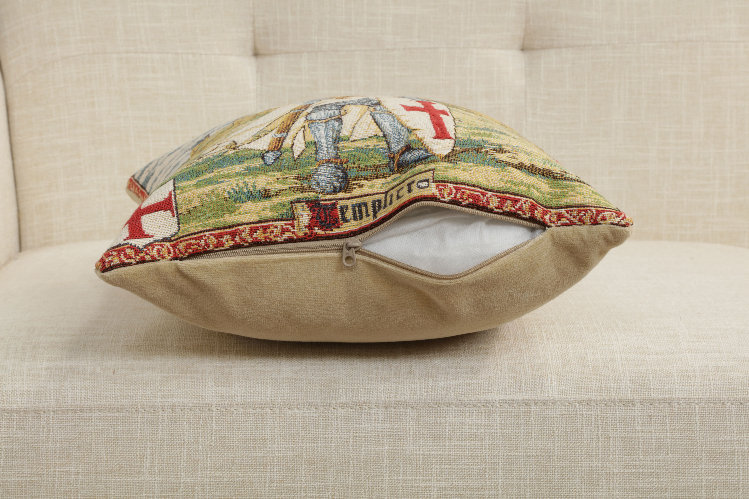 Templier European Tapestry Pillow Cover 13x13 Inch Cotton Jacquard Woven Cushion Cover