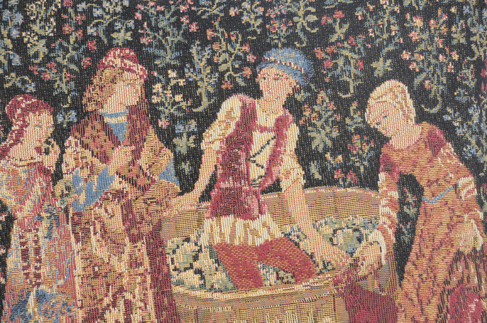 The Wine Press Belgian Tapestry Pillow Cover 14x14 Inch Cotton Jacquard Woven Cushion Cover