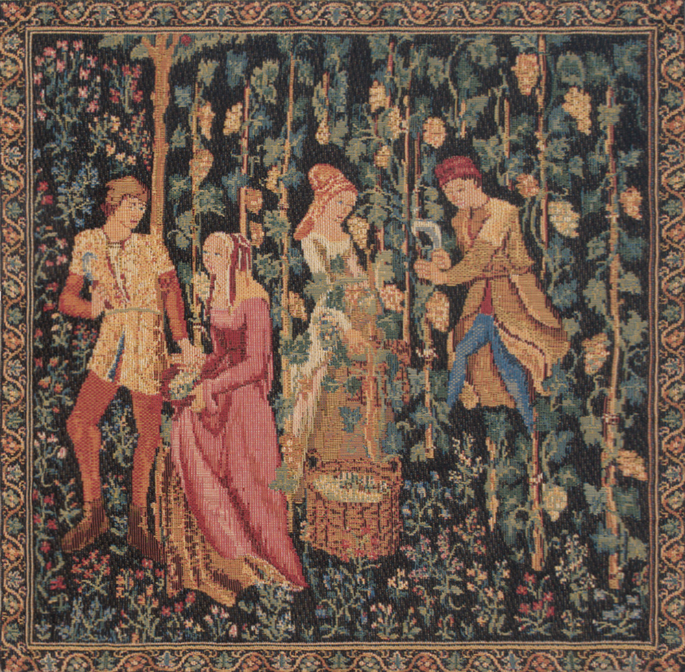 The Harvest Belgian Tapestry Pillow Cover 13x13 Inch Cotton Jacquard Woven Cushion Cover