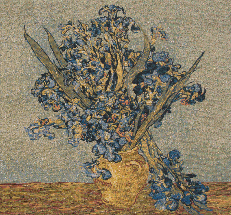 Vincent Van Gogh Vase Iris Tapestry Pillow Cover 18x18 Inch Cotton Jacquard Woven Cushion Cover