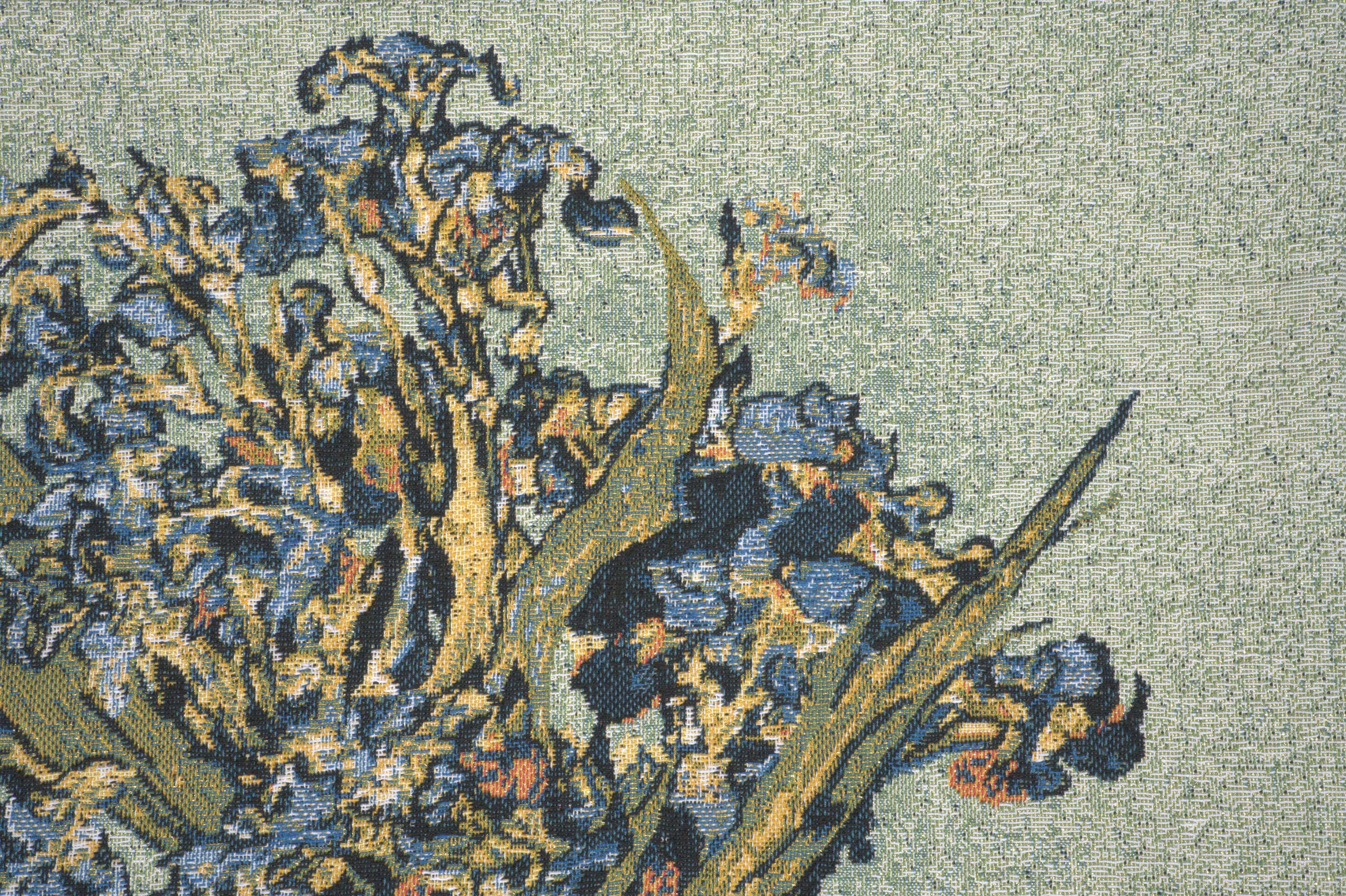 Vincent Van Gogh Vase Iris Tapestry Pillow Cover 18x18 Inch Cotton Jacquard Woven Cushion Cover