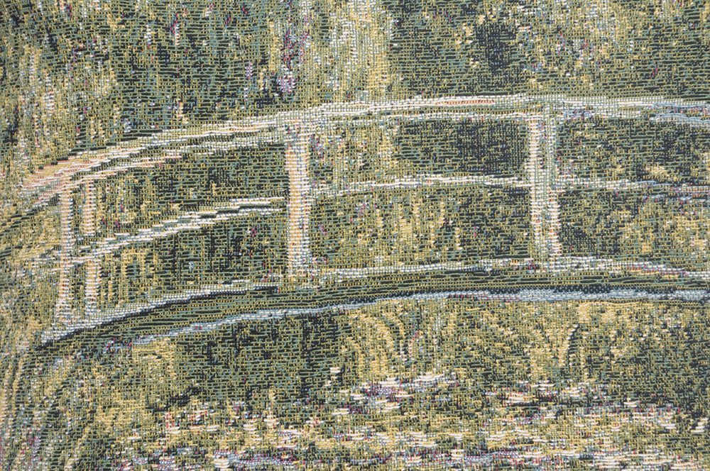 Claude Monet Bridge at Giverny Tapestry Pillow Cover 13x13 Inch Cotton Jacquard Woven Cushion Cover