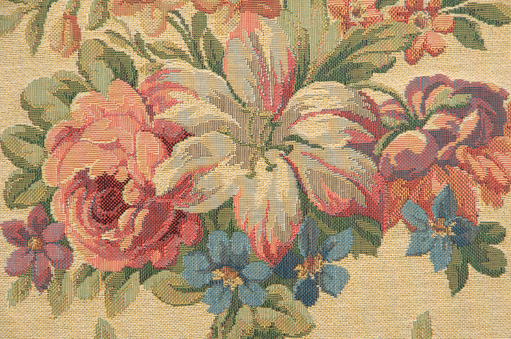 Floral Bouquet Beige Tapestry Pillow Cover 18x18 Inch Cotton Jacquard Woven Cushion Cover