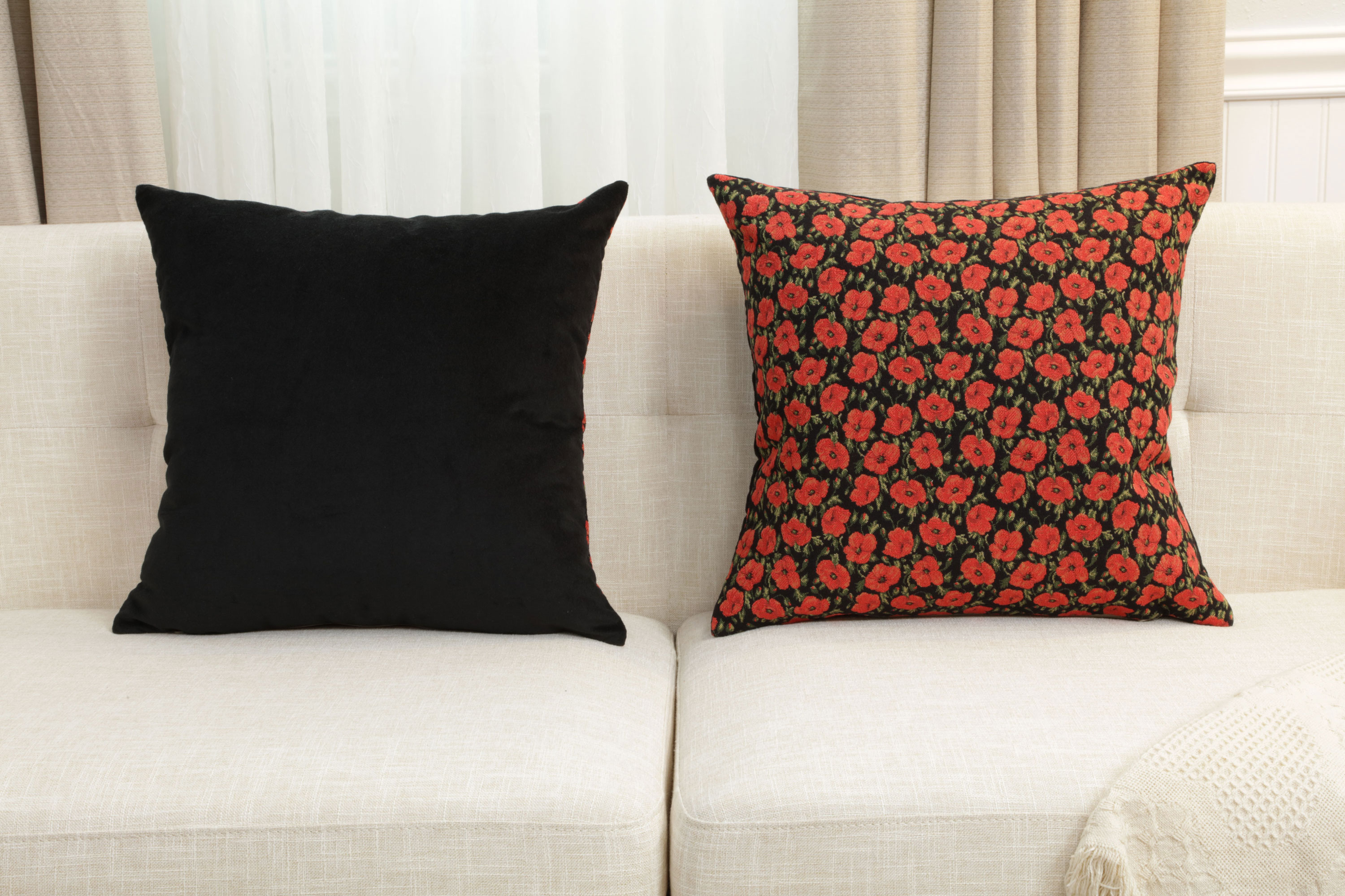 Vincent Van Gogh Red Poppies Tapestry Pillow Cover 18x18 Inch Cotton Jacquard Woven Cushion Cover