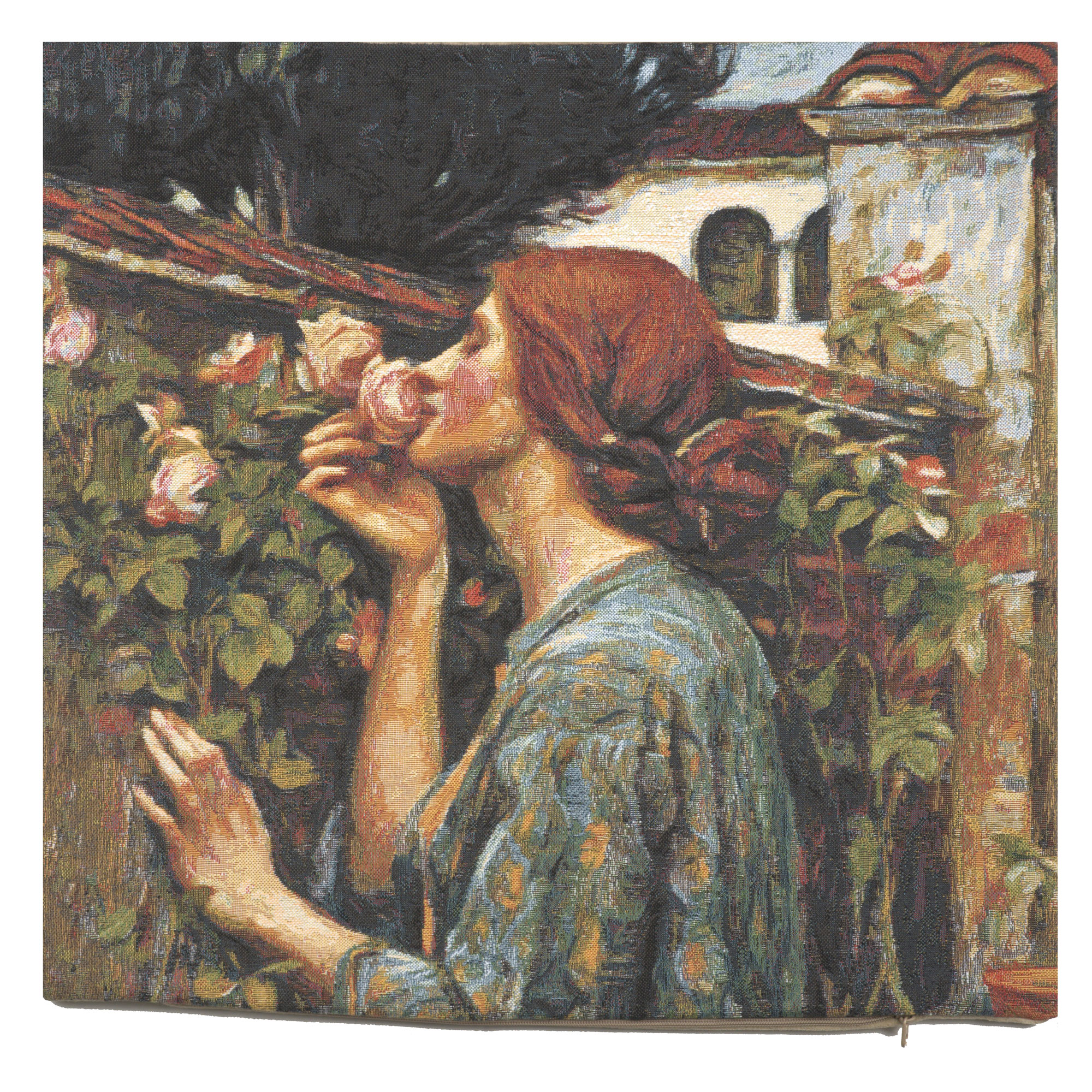 John William Waterhouse Soul of the Rose Tapestry Pillow Cover 18x18 Inch Cotton Jacquard Woven Cushion Cover
