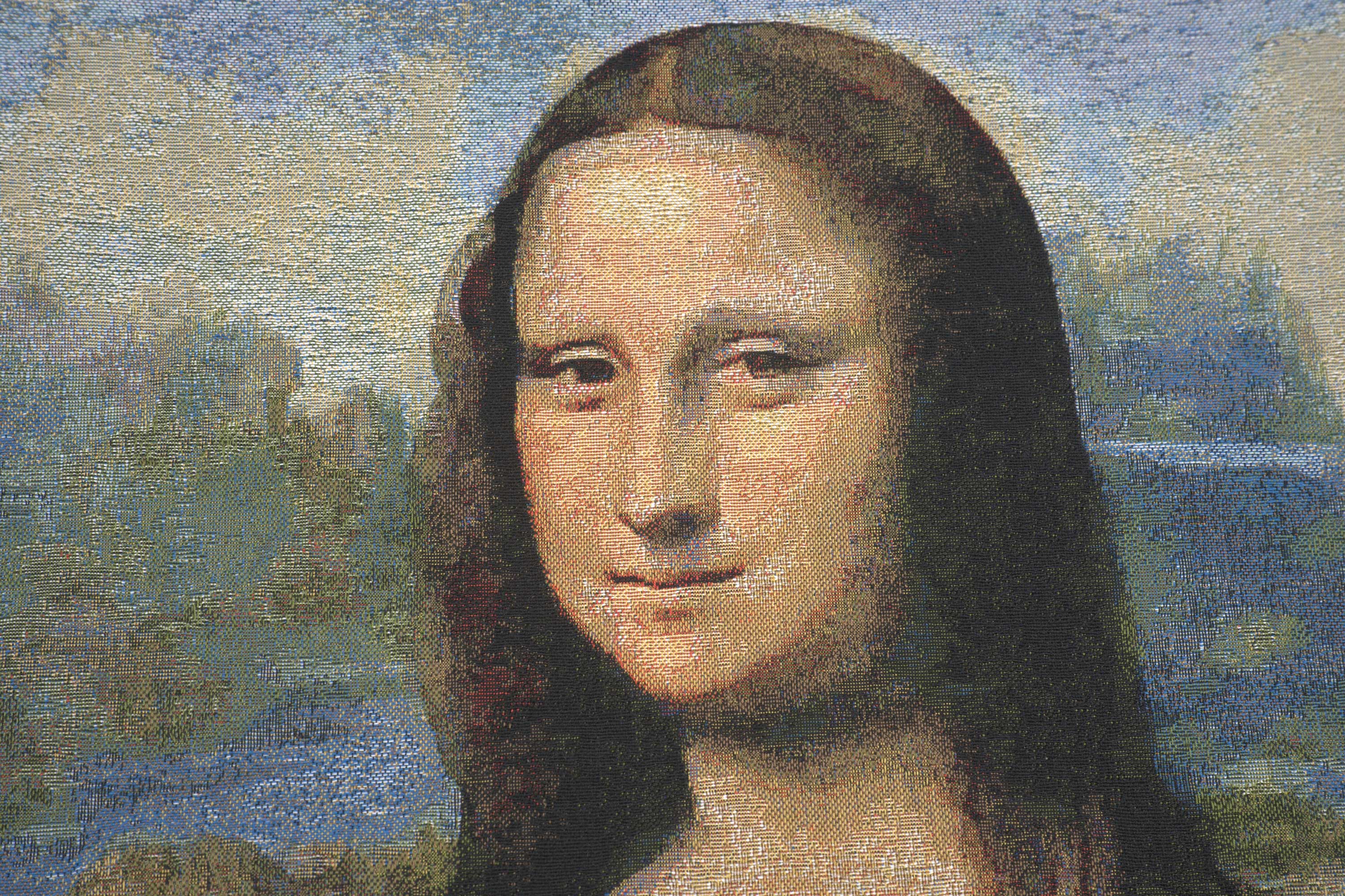 Leonardo da Vinci Mona Lisa II Tapestry Pillow Cover 18x18 Inch Cotton Jacquard Woven Cushion Cover