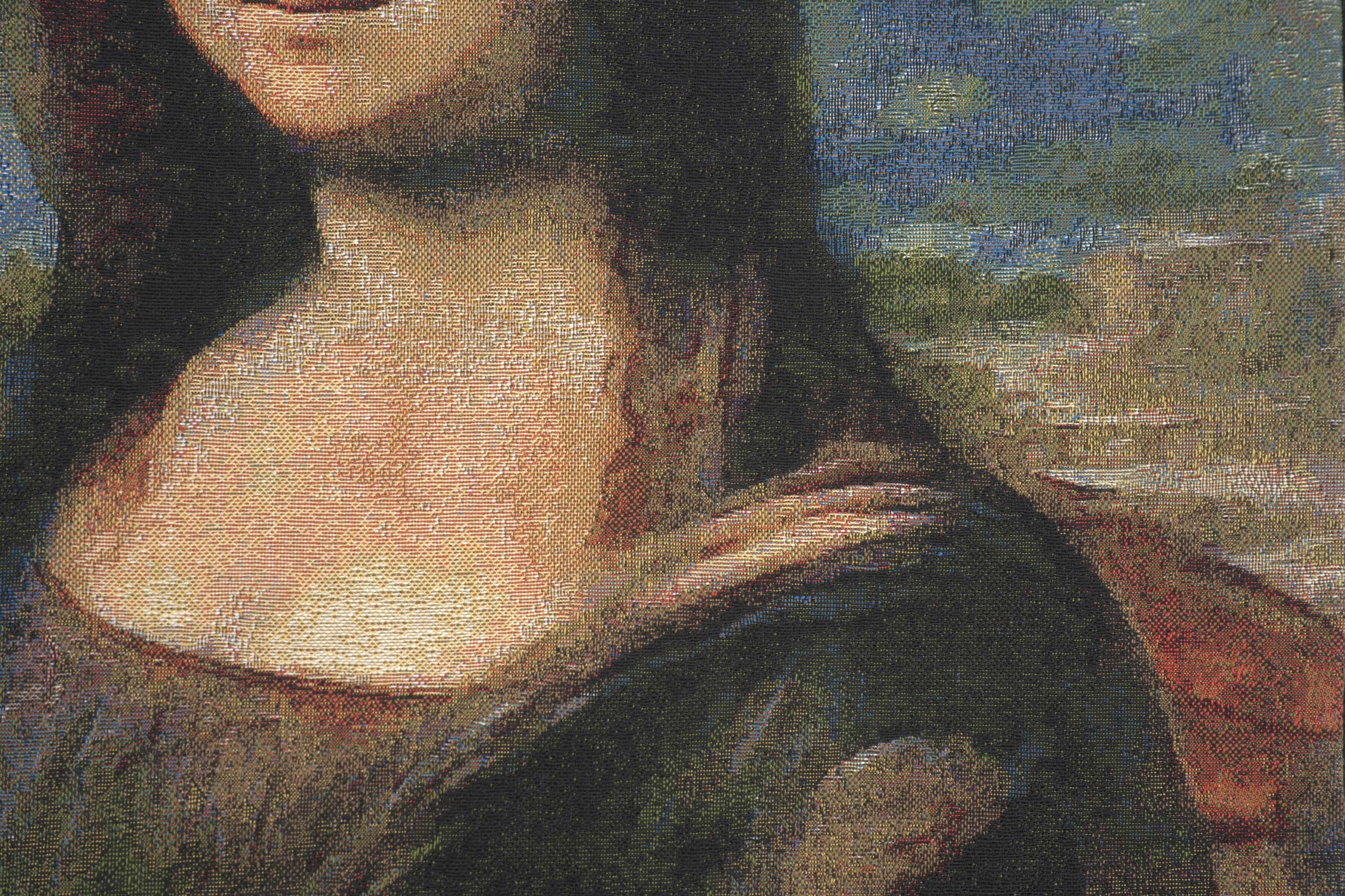 Leonardo da Vinci Mona Lisa II Tapestry Pillow Cover 18x18 Inch Cotton Jacquard Woven Cushion Cover