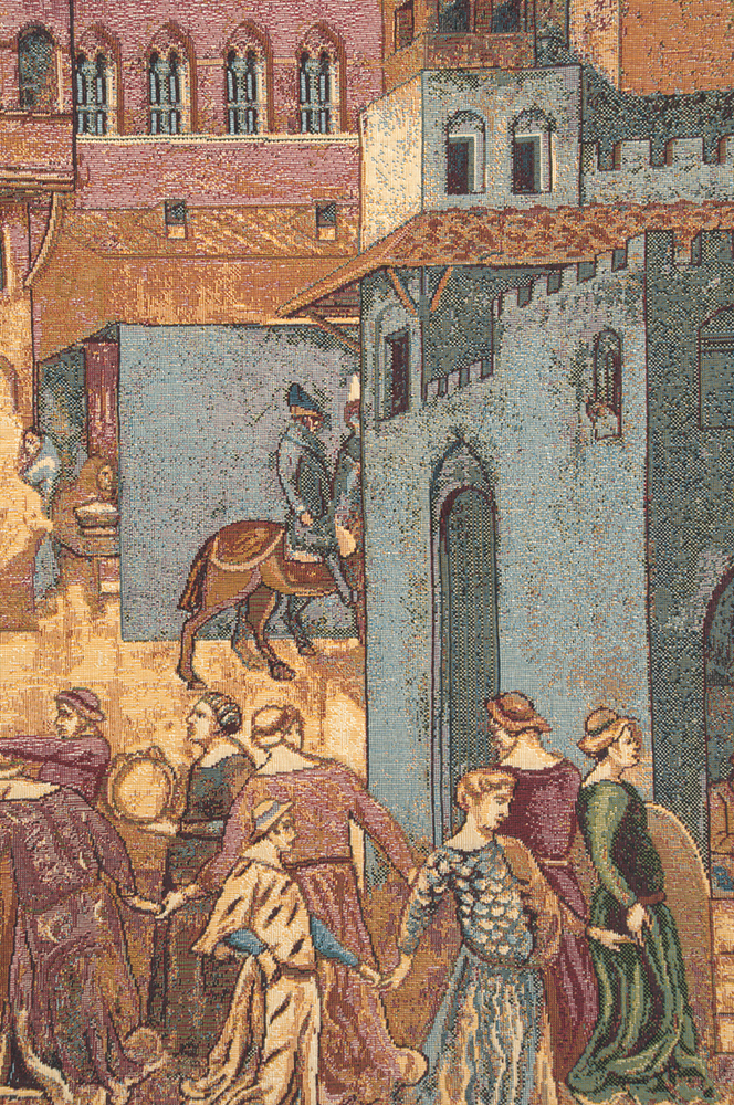 Allegoria Del Buon Governo Italian Tapestry Wall Hanging 26 X 62 Inch Medieval Allegory Renaissance Jacquard Woven Wall Art