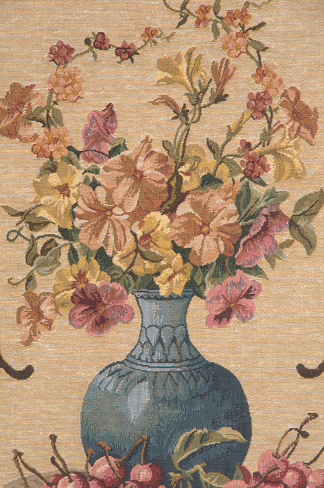 Floral Vase in a Gazebo European Tapestry Wall Hanging 63x35 Inch Cotton Jacquard Woven Wall Tapestry