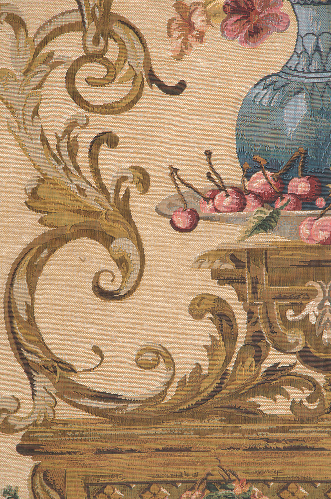 Floral Vase in a Gazebo European Tapestry Wall Hanging 63x35 Inch Cotton Jacquard Woven Wall Tapestry