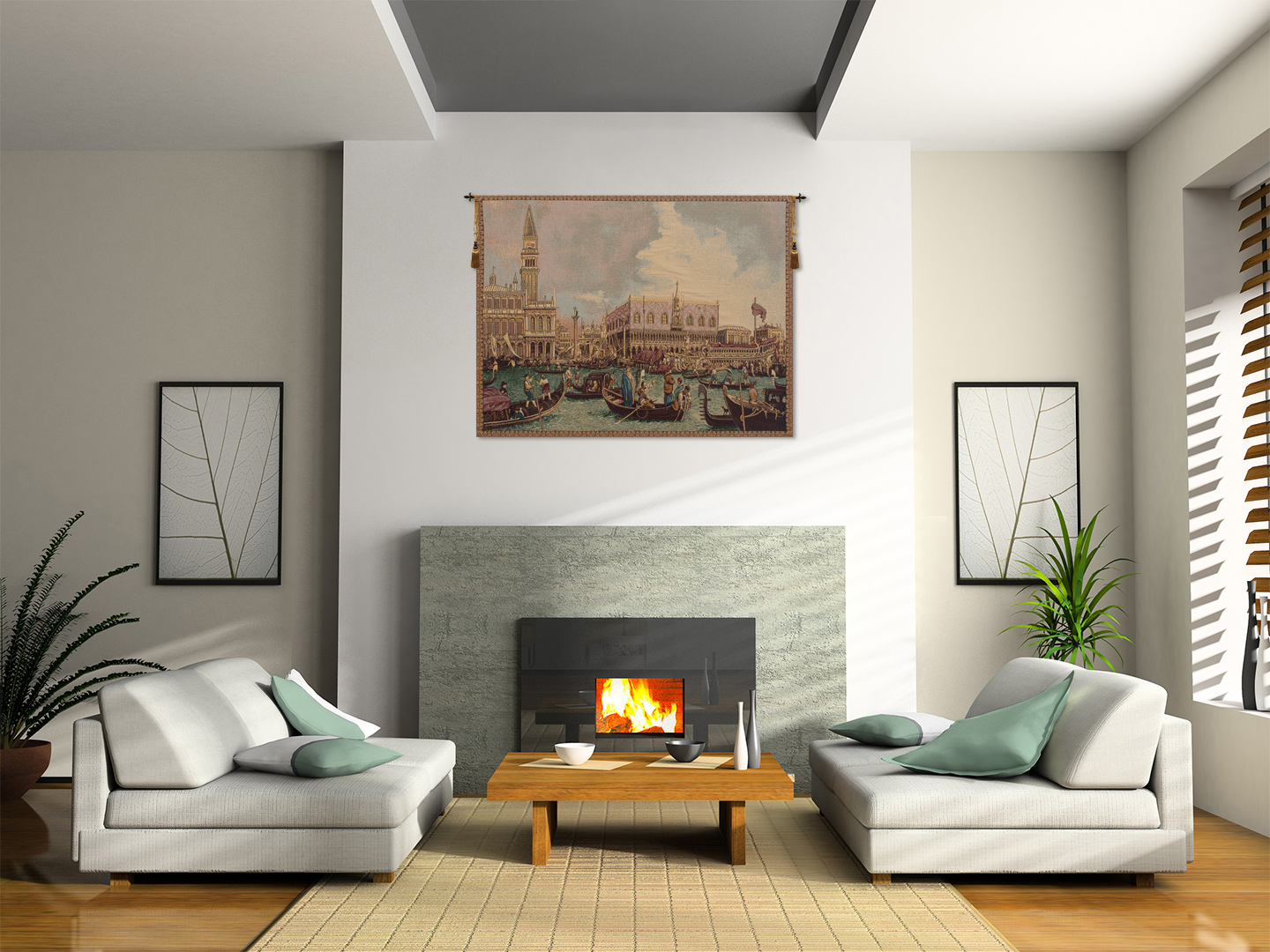 Alberto Passini Bucintoro Italian Tapestry Wall Hanging 26x34 Inch Cotton Jacquard Woven Wall Tapestry