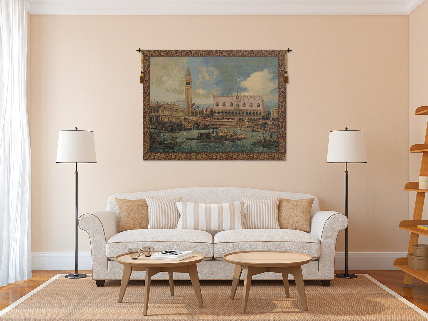 Bucintoro Italian Tapestry Wall Hanging 24x34 Inch Cotton Jacquard Woven Wall Tapestry