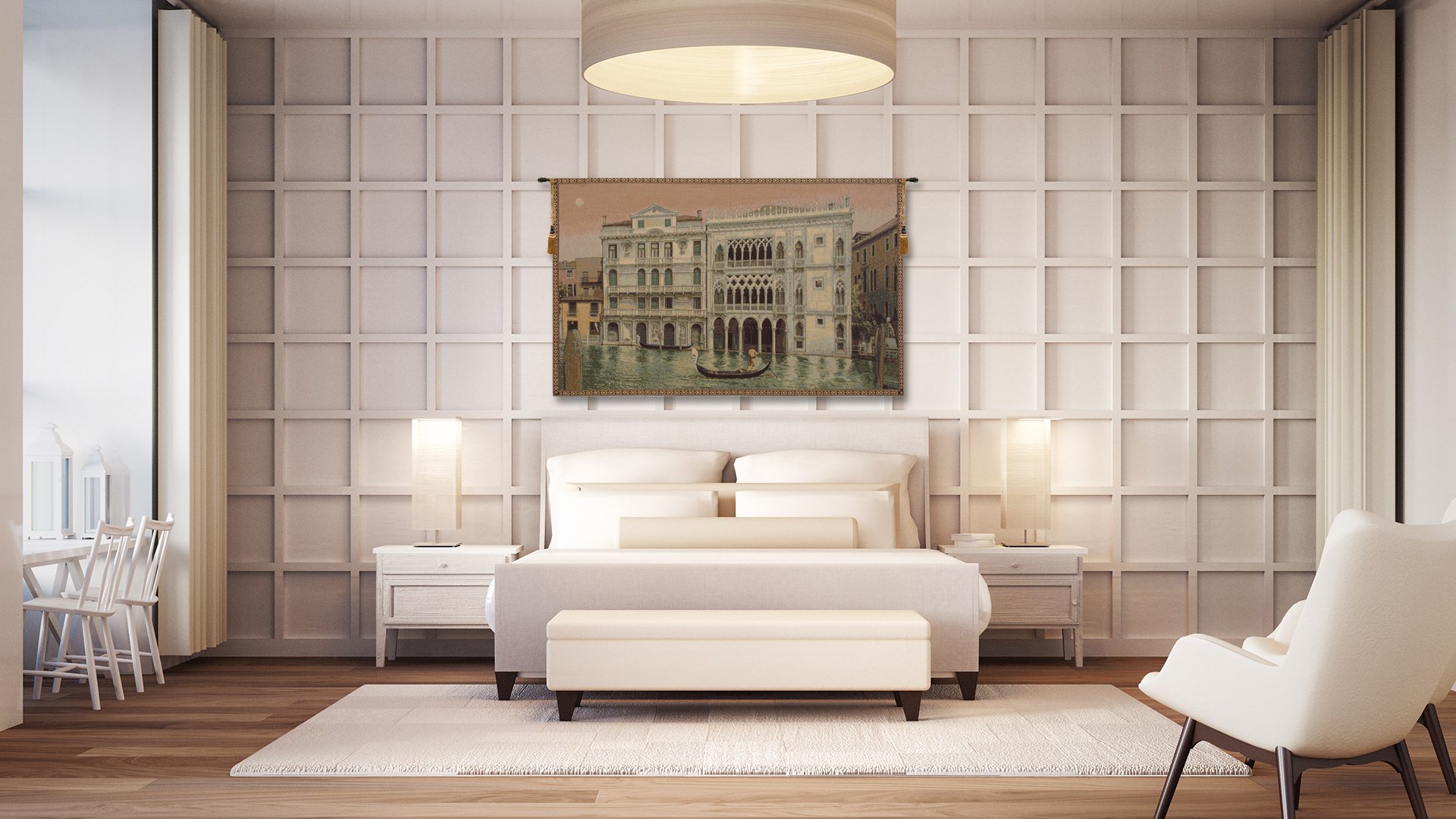 Ca' d'Oro Italian Tapestry Wall Hanging 26x42 Inch Cotton Jacquard Woven Wall Tapestry