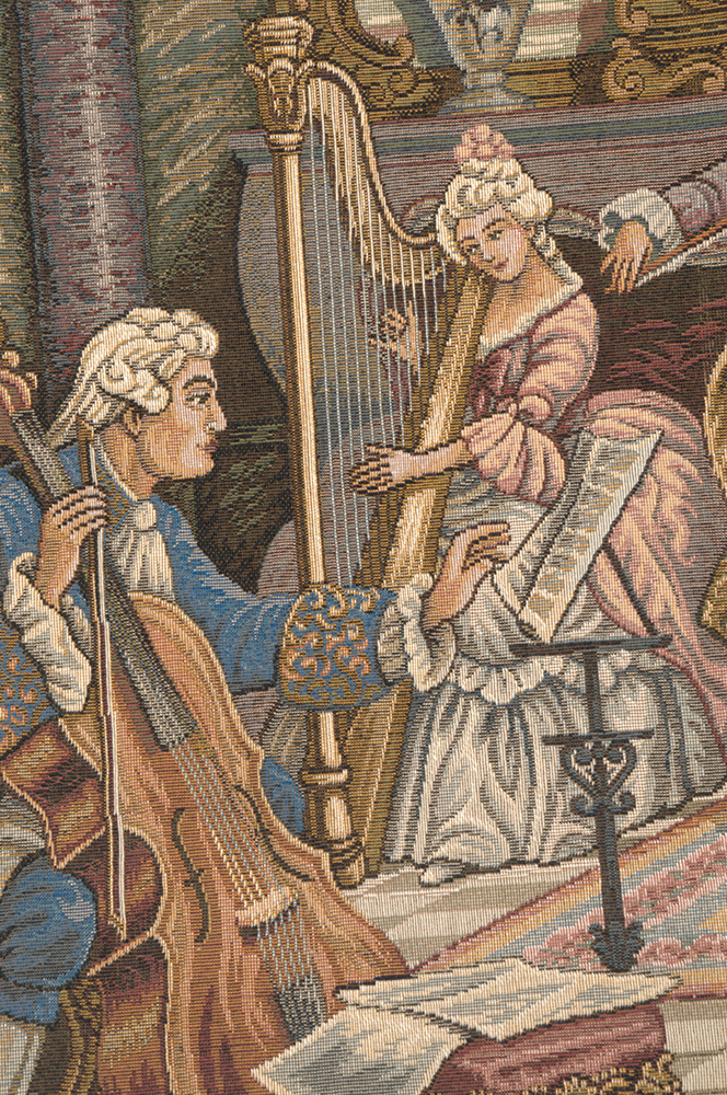 Francois Boucher Concerto Piccolo Tapestry Wall Hanging 27 x 31 in Rococo Music Scene Jacquard Woven Wall Art