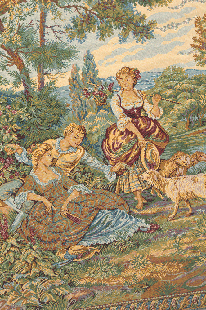 Francois Boucher Scena Tapestry Wall Hanging 26 x 72 in French Rococo Pastoral Jacquard Woven Wall Art