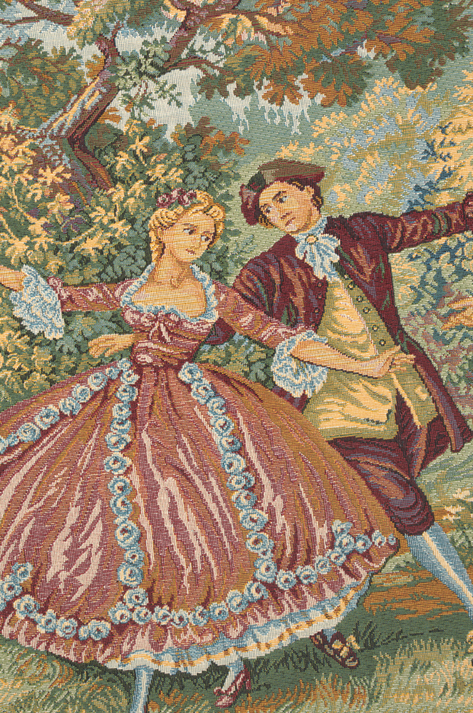 Francois Boucher Minuetto Grande Sports Tapestry Wall Hanging 26 x 64 in Rococo Dance Scene Jacquard Woven Wall Art