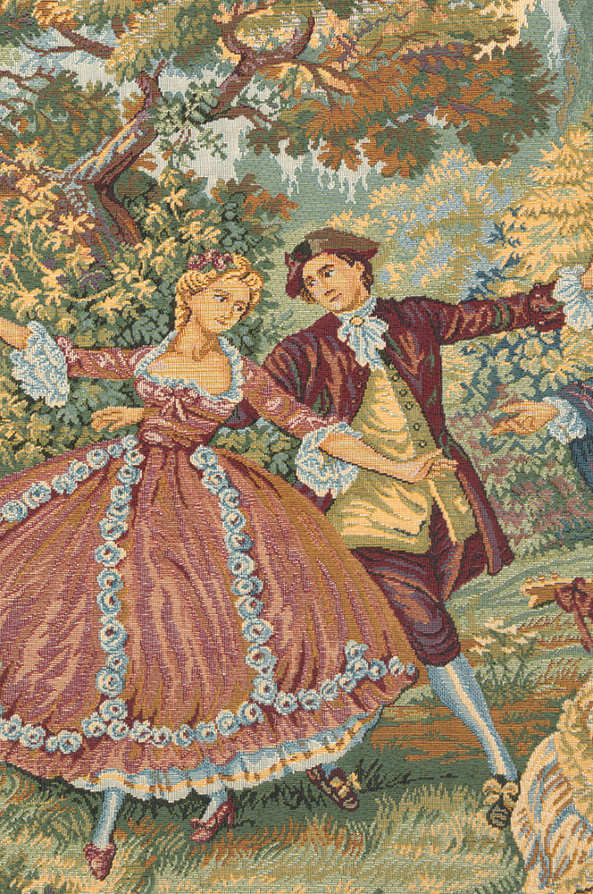 Francois Boucher Minuetto Piccolo Tapestry Wall Hanging 26 x 45 in Rococo Dance Scene Jacquard Woven Wall Art