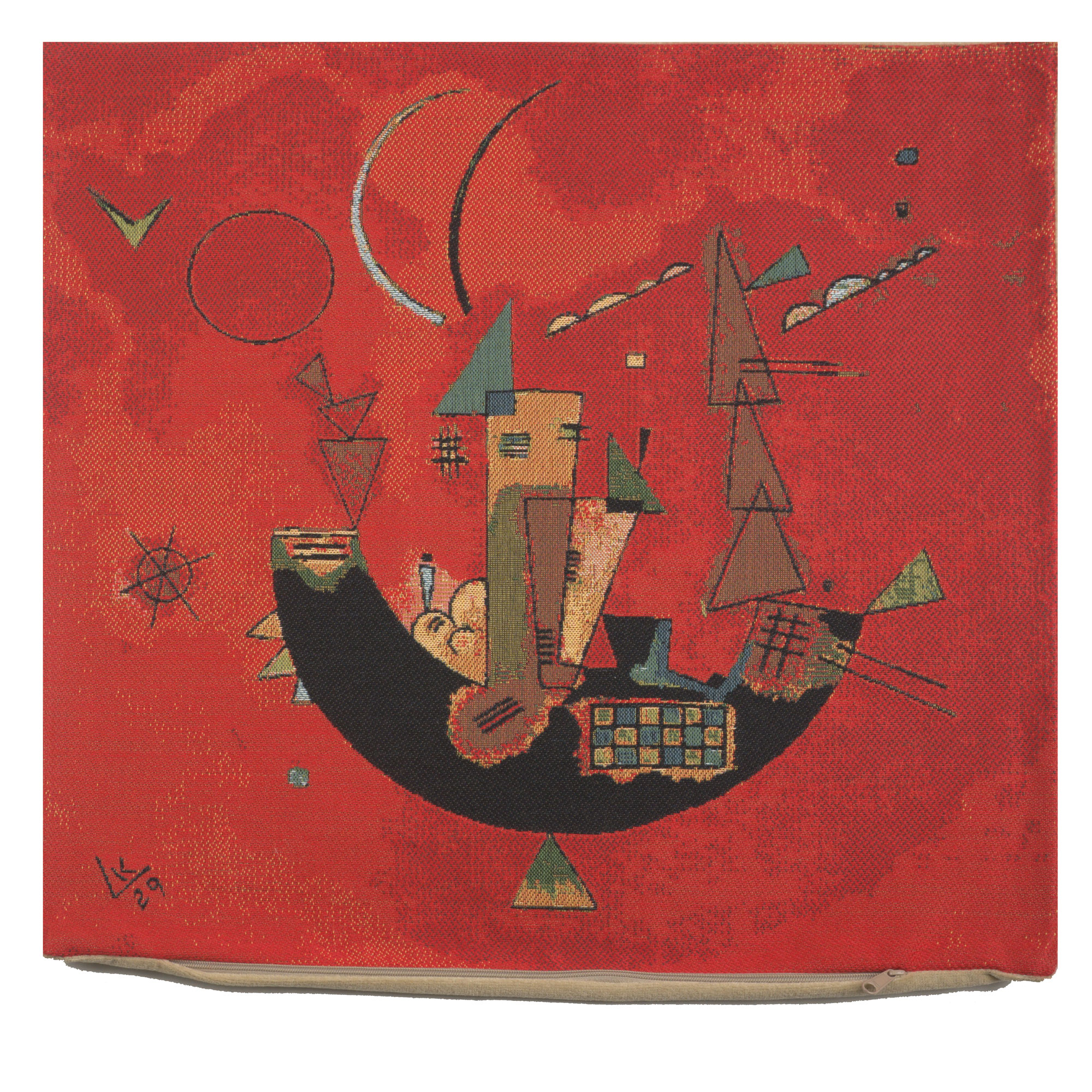 Wassily Kandinsky Mit und Gegen Tapestry Pillow Cover 18x18 Inch Cotton Jacquard Woven Cushion Cover