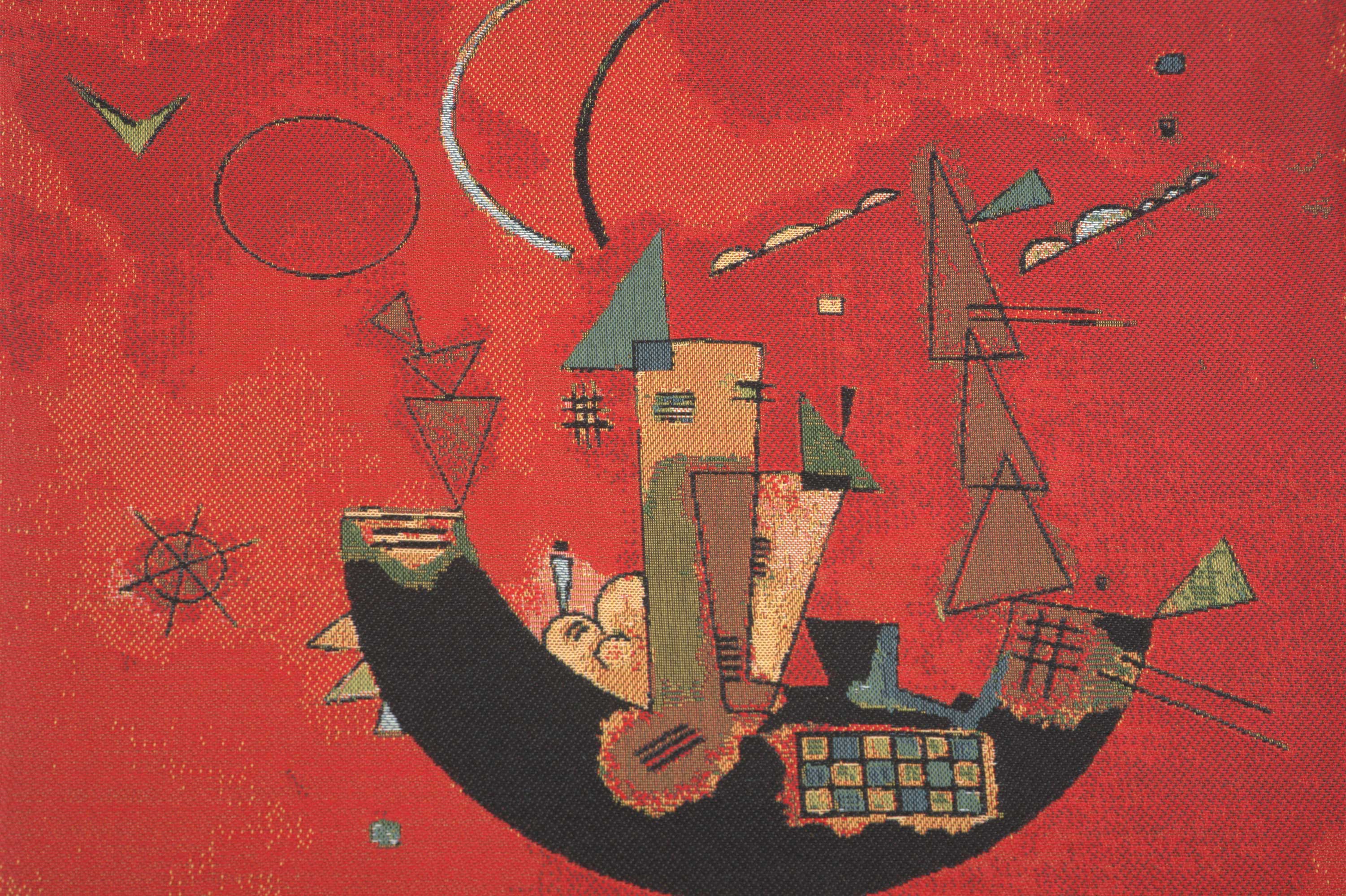 Wassily Kandinsky Mit und Gegen Tapestry Pillow Cover 18x18 Inch Cotton Jacquard Woven Cushion Cover