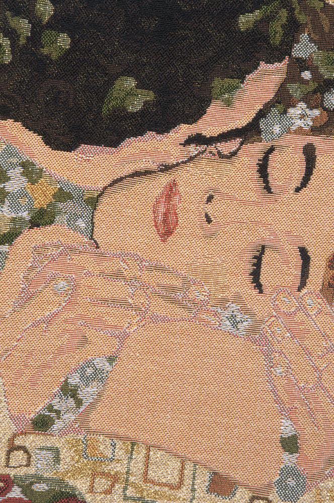 Gustav Klimt Le Baiser Tapestry Pillow Cover 18x18 Inch Cotton Jacquard Woven Cushion Cover