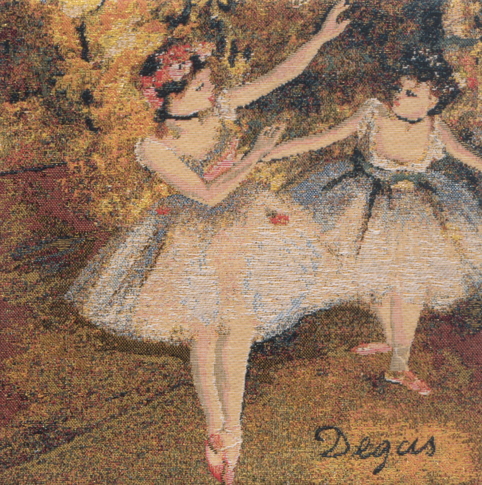Edgar Degas Deux Danseuses Small Tapestry Pillow Cover 14x14 Inch Cotton Jacquard Woven Cushion Cover