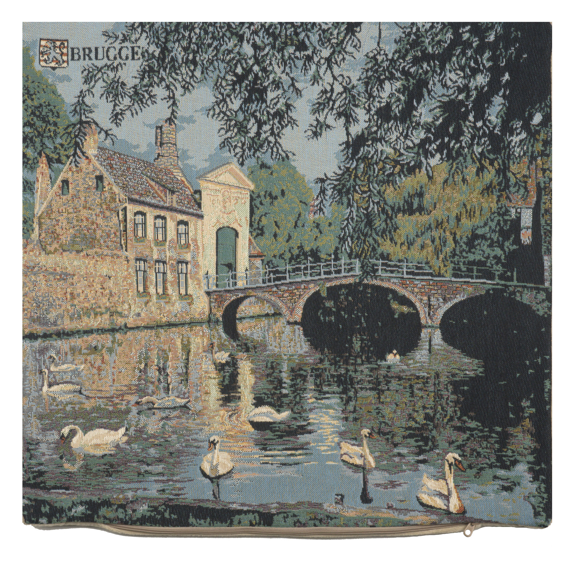 Vintage Beuguinage Tapestry Pillow Cover 18x18 Inch Cotton Jacquard Woven Cushion Cover