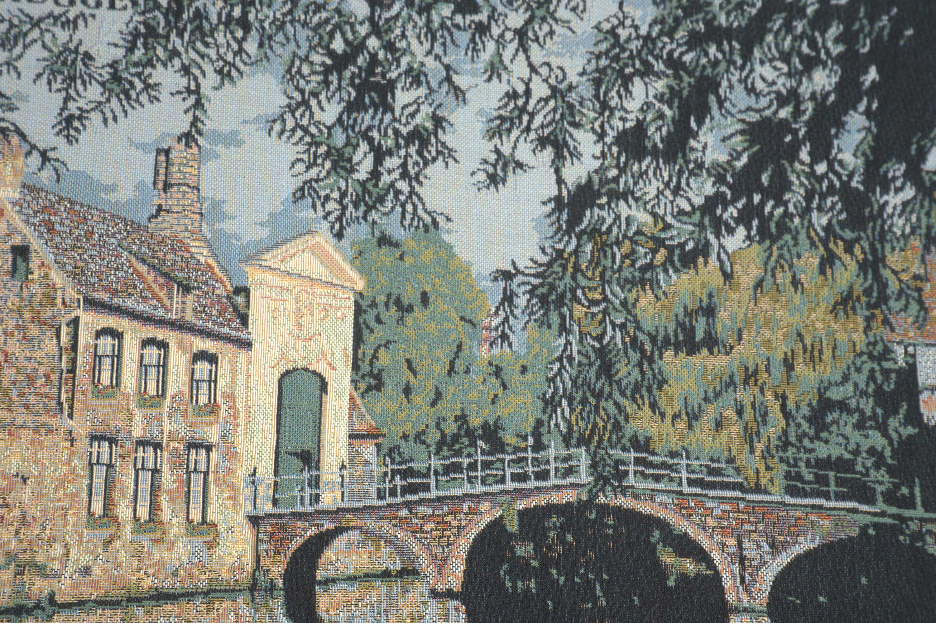 Vintage Beuguinage Tapestry Pillow Cover 18x18 Inch Cotton Jacquard Woven Cushion Cover