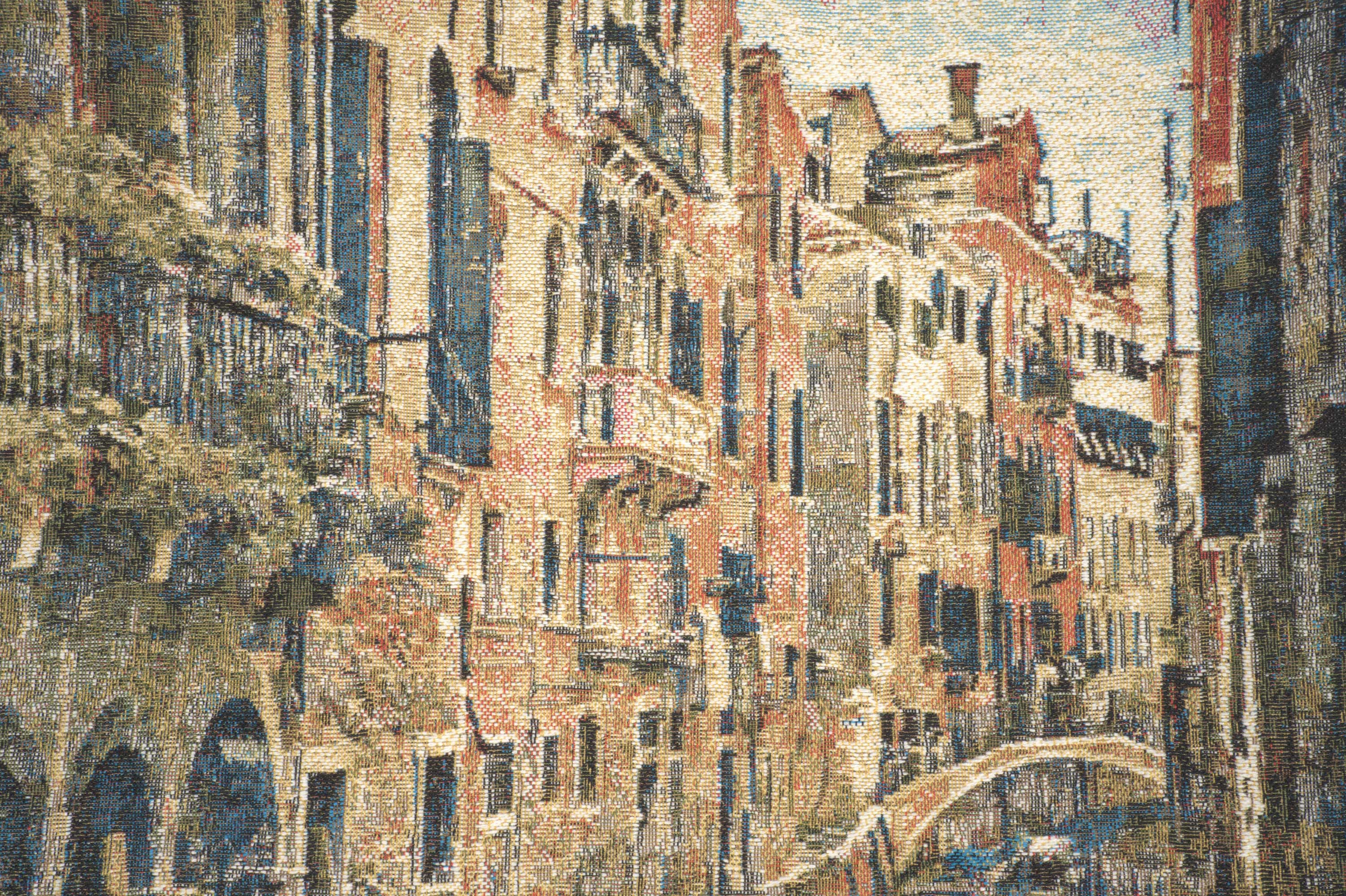 Vintage Venice Large Tapestry Pillow Cover 18x18 Inch Cotton Jacquard Woven Cushion Cover