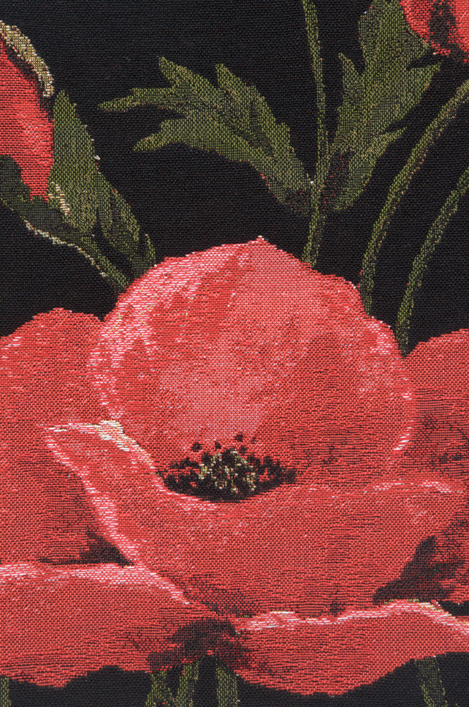 Floral Poppies Large Tapestry Pillow Cover 18x18 Inch Cotton Jacquard Woven Cushion Cover