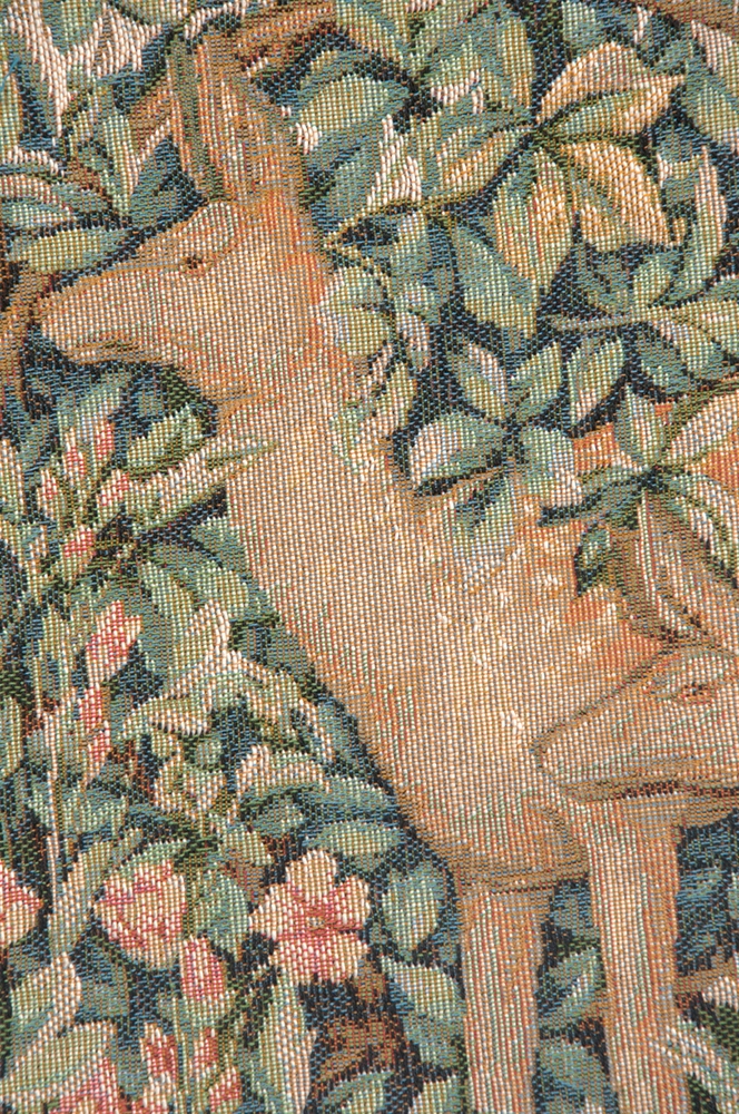 Two Does in a Forest French Tapestry Pillow Cover 14x14 Cotton Jacquard Woven Cushion Cover
