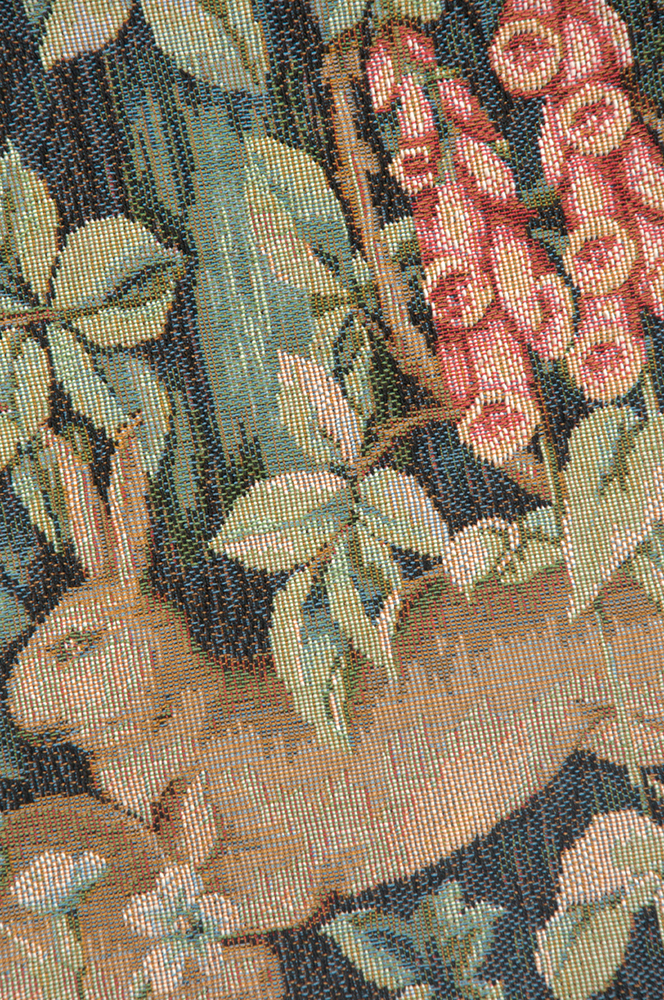 Two Hares in a Forest French Tapestry Pillow Cover 14x14 Cotton Jacquard Woven Cushion Cover