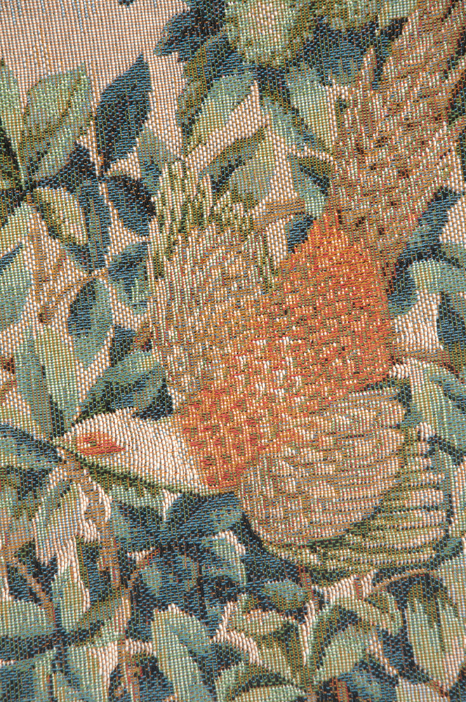 Pheasant in a Forest French Tapestry Pillow Cover 14x14 Cotton Jacquard Woven Cushion Cover